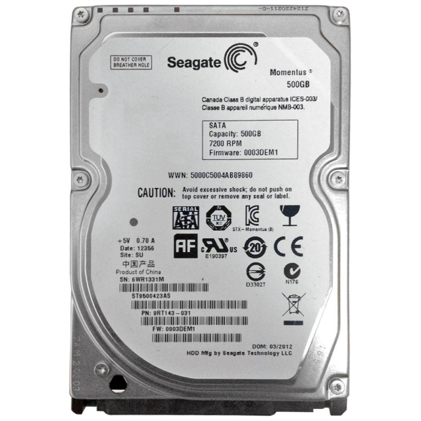 ST9500423AS Seagate 500GB 7200RPM SATA 3.0GB/s 2.5-inch...