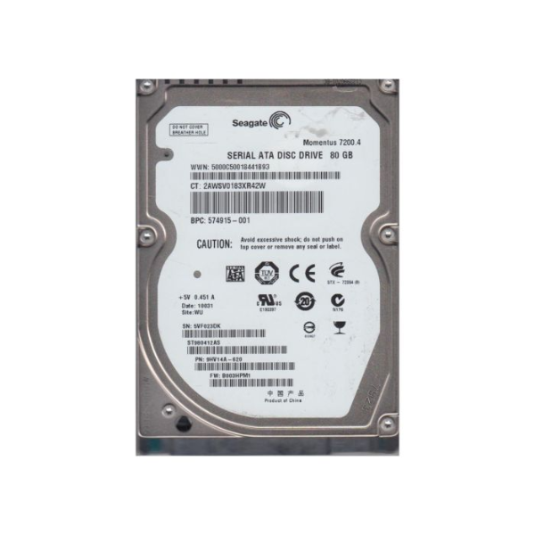 ST980412AS Seagate Momentus 7200.4 80GB 7200RPM SATA 3GB/s 16MB Cache 2.5-inch Hard Drive