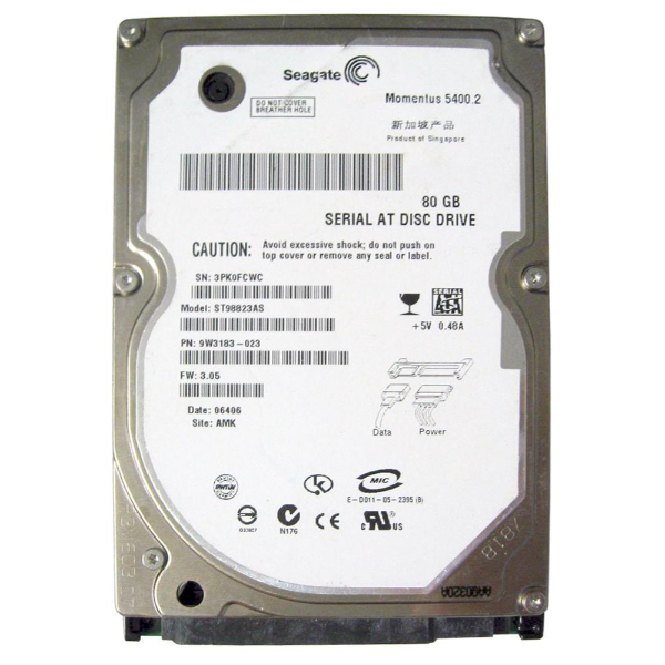 ST98823AS Seagate 80GB 5400RPM SERIAL ATA 150 8MB Cache...