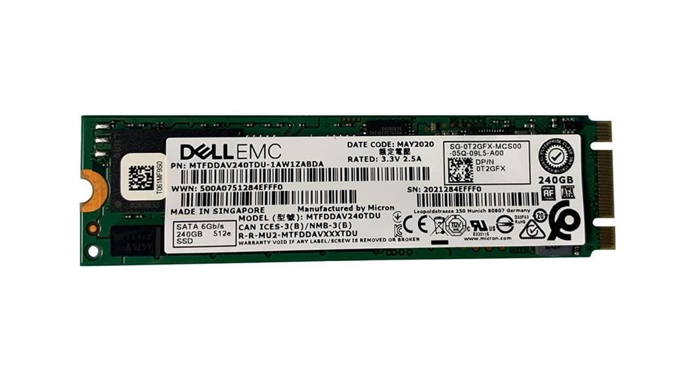 T2GFX DELL Emc 240gb 96-layer Tlc Sata Iii M.2 2280 Enterprise Class 5300 Boot Series 96 Layer 3d Triple Level Cell Nand Advanced Format Af 512e 6gb/s Sata3 Reads 540mb/s Writes 220mb/s Solid State Drive Ssd (key B+m) For Boss Card