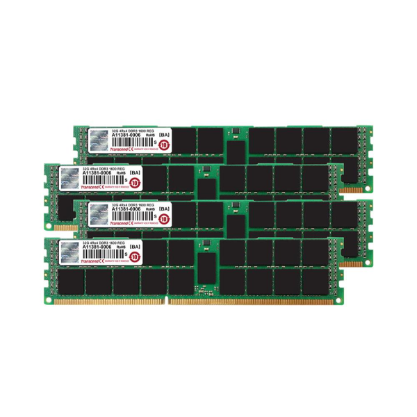 TS128GJMA534P Transcend 128GB (32GB x 4) DDR3-1600MHz PC3-12800 ECC Registered CL11 240-Pin DIMM Quad Rank Memory