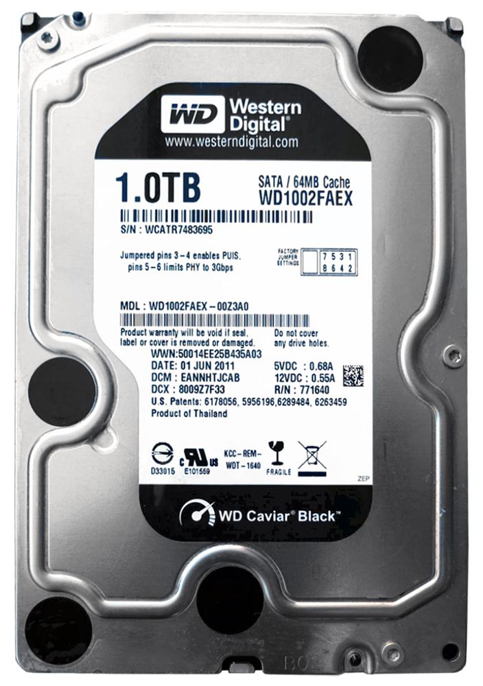 WD1002FAEX Western Digital Caviar Black 1TB 7200RPM SATA 6GB/s 64MB Cache 3.5-inch Hard Drive