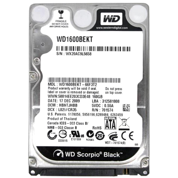 WD1600BEKT-66F3T2 Western Digital Scorpio Black 160GB 7...