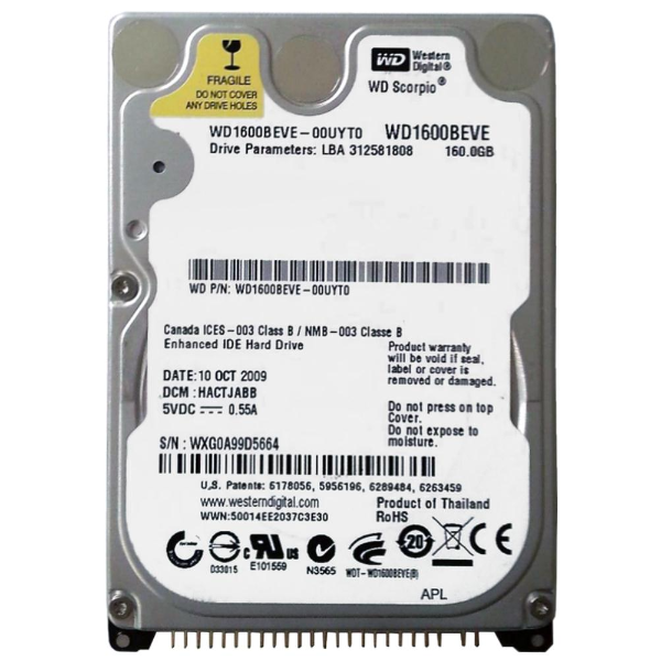 WD1600BEVE-00UYT0 Western Digital Scorpio 160GB 5400RPM...