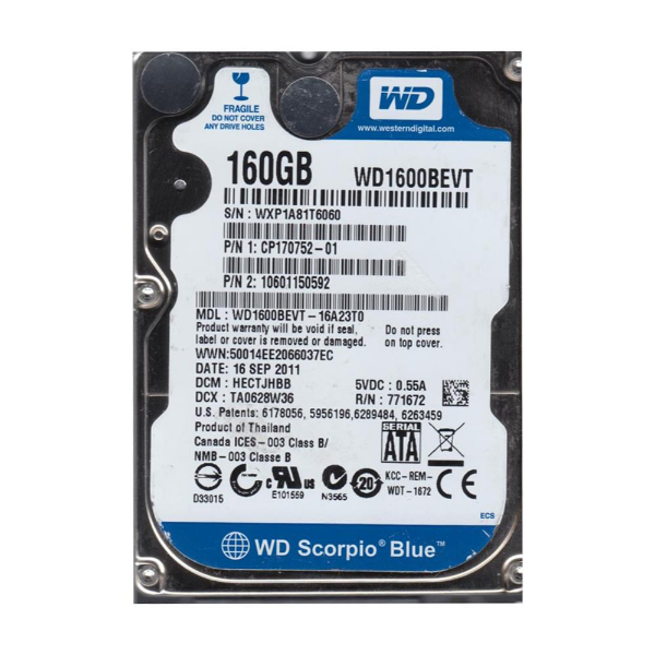 WD1600BEVT-16A23T0 Western Digital 160GB 5400RPM SATA 3...