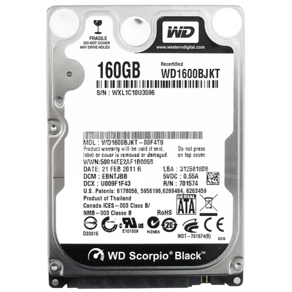 WD1600BJKT Western Digital Scorpio Black 160GB 7200RPM ...