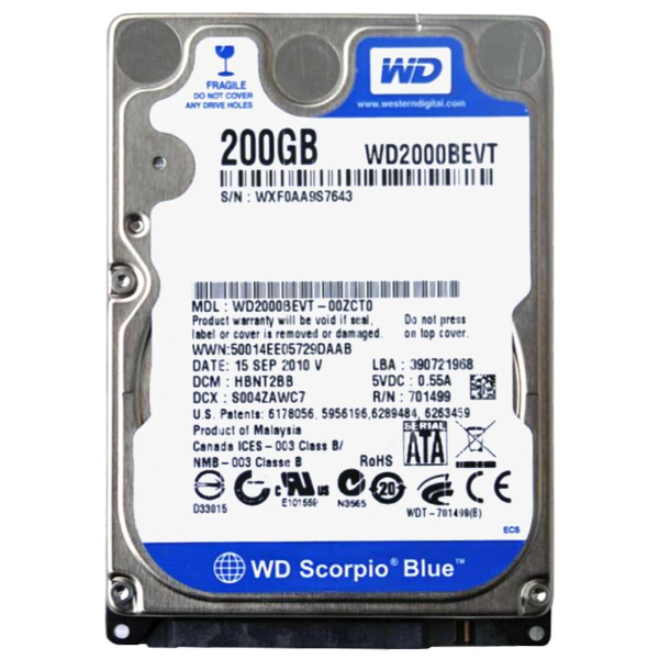 WD2000BEVT Western Digital Scorpio 200GB 5400RPM SATA 3...