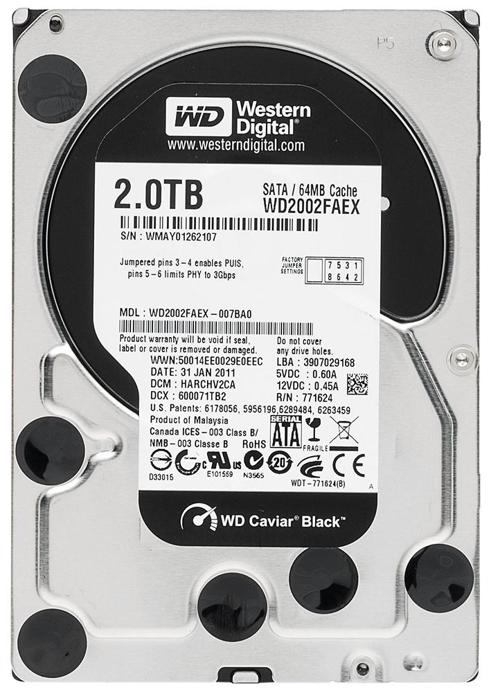 WD2002FAEX Western Digital Caviar Black 2TB 7200RPM SATA 6GB/s 64MB Cache 3.5-inch Hard Drive