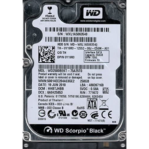 WD2500BEKT-75A25T0 Western Digital 250GB 7200RPM SATA 3...