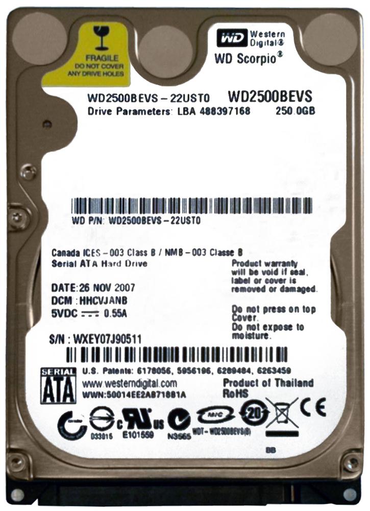 WD2500BEVS Western Digital Scorpio Blue 250GB 5400RPM S...