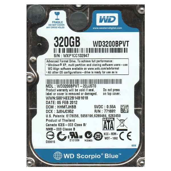 WD3200BPVT-22JJ5T0 Western Digital Scorpio Blue 320GB 5...