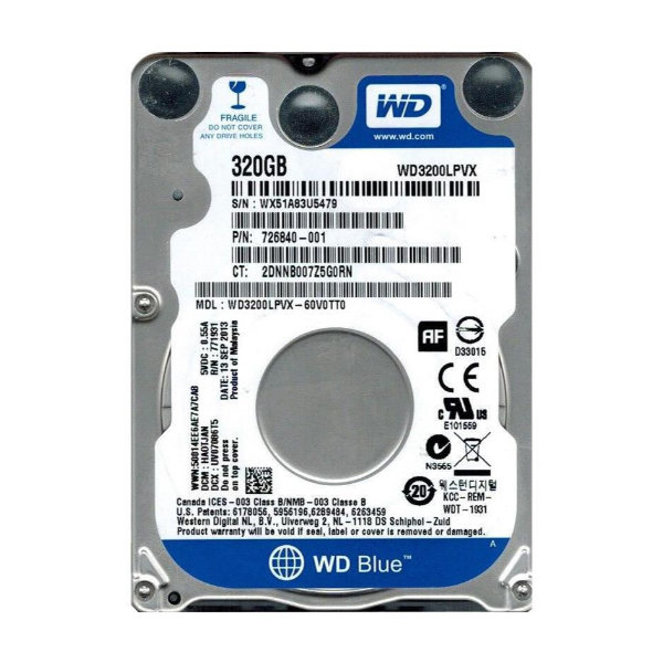 WD3200LPVX-60V0TT0 Western Digital Blue 320GB 5400RPM SATA 6GB/s 8MB Cache 2.5-inch Hard Drive