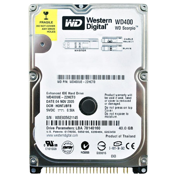 WD400UE Western Digital Scorpio 40GB 5400RPM EIDE ATA-1...