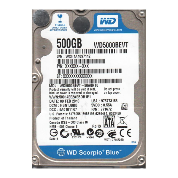 WD5000BEVT-80A0RT0 Western Digital Scorpio Blue 500GB 5...
