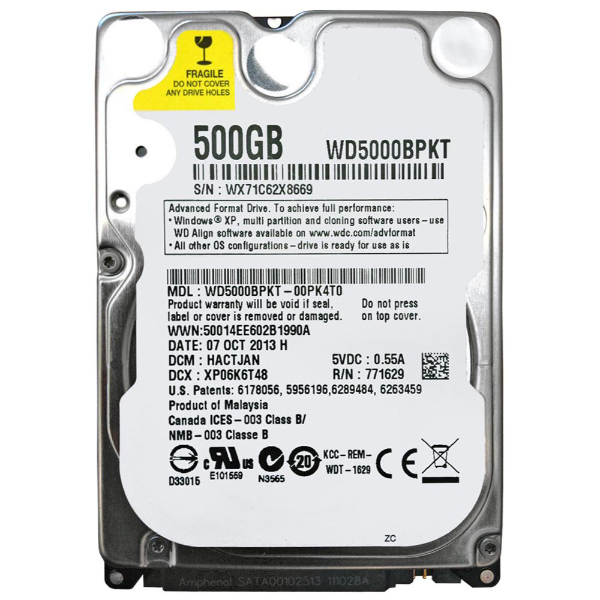 WD5000BPKT-00PK4T0 Western Digital 500GB 7200RPM SATA 3...