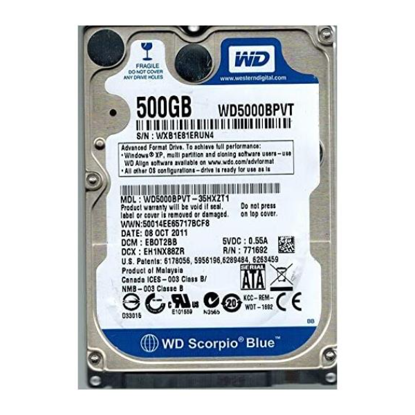 WD5000BPVT-35HXZT1 Western Digital Scorpio Blue 500GB 5...