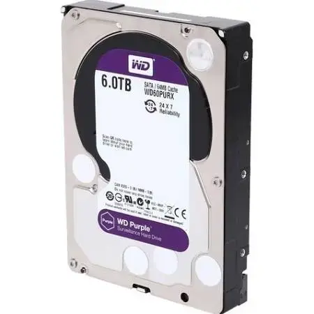 WD60PURX Western Digital Purple 6TB 7200RPM SATA 6GB/s 64MB Cache 3.5-inch Hard Drive