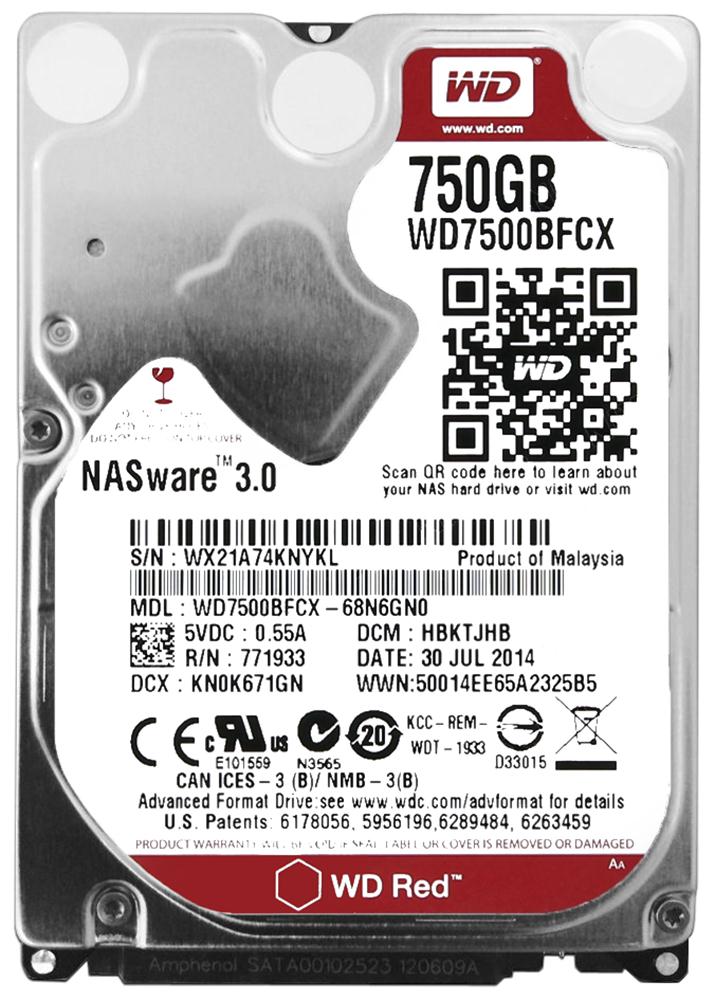 WD7500BFCX-68N6GN0 Western Digital Red 750GB 5400RPM SA...