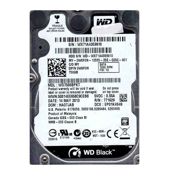 WD7500BPKT Western Digital Scorpio Black 750GB 7200RPM ...