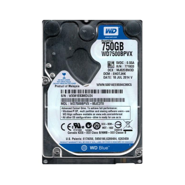 WD7500BPVX-00JC3T0 Western Digital 750GB 5400RPM SATA 6GB/s 2.5-inch Hard Drive