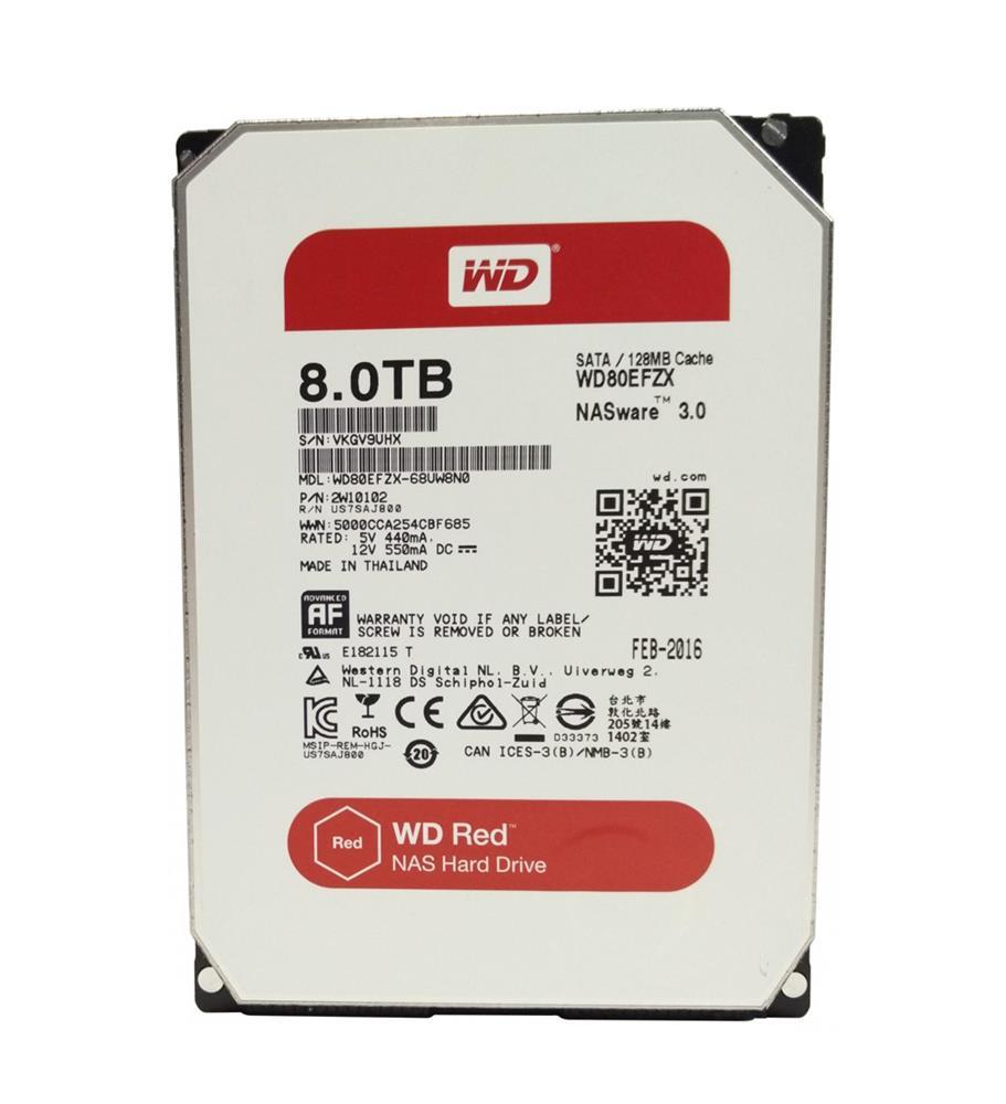 WD80EFZX Western Digital Red 8TB 5400RPM SATA 6GB/s 128MB Cache 3.5-inch Hard Drive