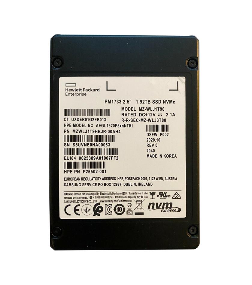 WPR17 DELL 1.92tb Pm1733 Series Read Intensive 2.5in Pc...