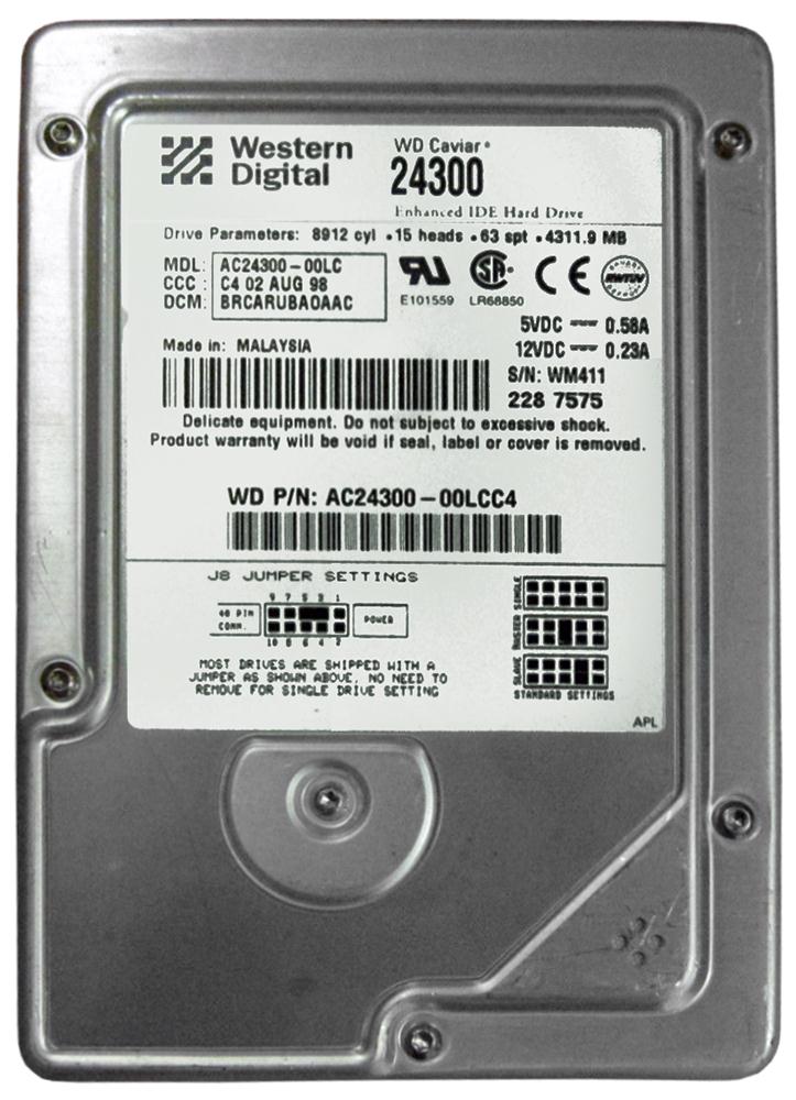 AC24300-00LC Western Digital 4GB 5400RPM ATA-33 3.5-inc...
