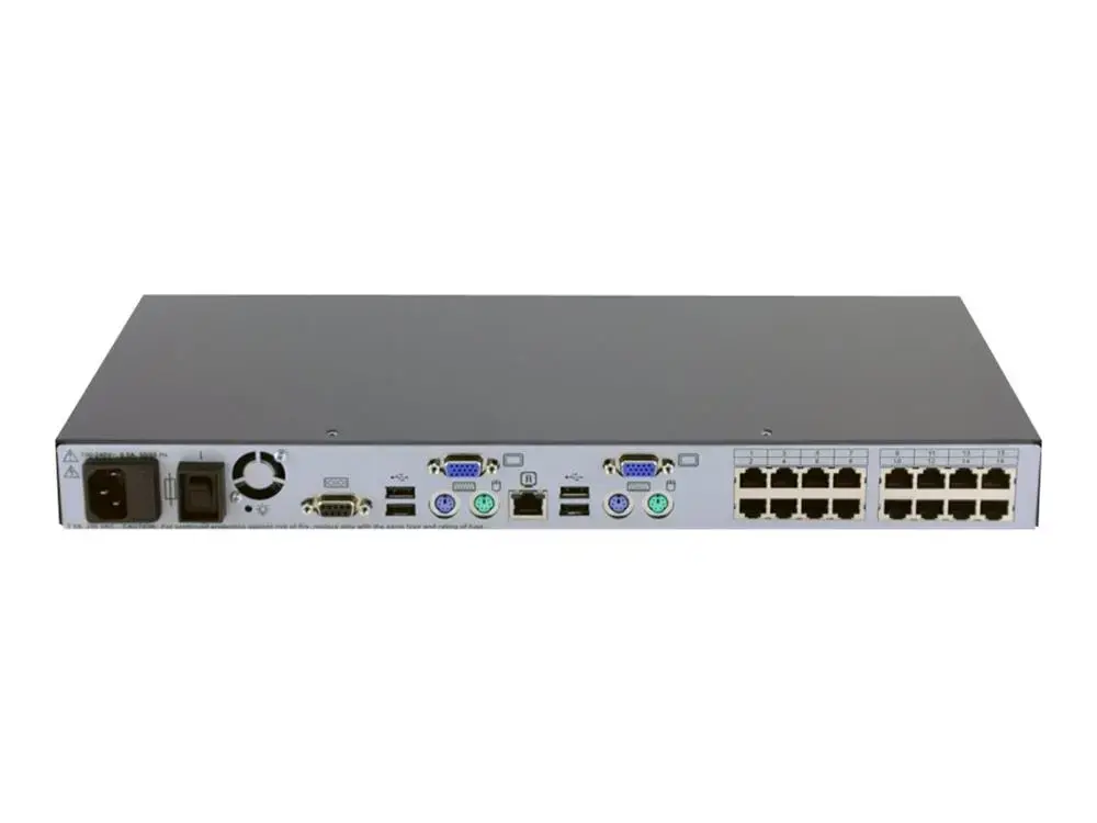 AF617A HP 0x2x16-Port Analog KVM Server Console Switch PS/2 RJ-45 G2 1U 2 Local Users Stackable