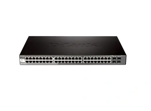 DGS-1500-52 D-Link 48-Port 10/100/100Base-T Layer-3 Managed Gigabit Ethernet Switch with 4 SFP Ports Rack-Mountable