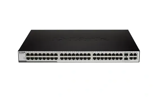 DGS-3420-52P D-Link 81W 48-Port 176Gbps 10/100/1000Base-T Managed Stackable Gigabit Ethernet Switch with 4 10-Gigabit SFP+ Ports Rack Mountable