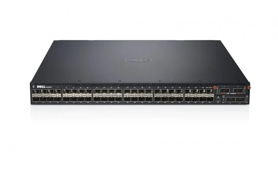 210-ABVZ Dell PowerConnect N4064F 48-Port 48 X 10 Gigabit SFP+ 2 X 40 Gigabit QSFP+ L3 Managed Stackable 1U Rack-Mountable Switch