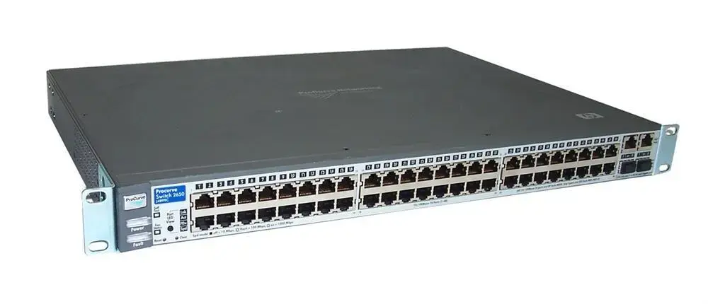 J4899-69401 HP ProCurve Switch 2650 48 Ports 10Base-T 100Base-TX + 2x10/100/1000Base-T/SFP (mini-GBIC) 1U Rack-Mountable Stackable Ethernet Switch