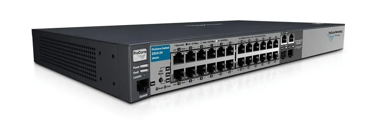 J9019-60101 HP ProCurve E2510-24 24-Ports Managed Stackable Layer-2 + 2x10/100/1000Base-T/SFP (mini-GBIC) 1U Rack-Mountable Fast Ethernet Switch