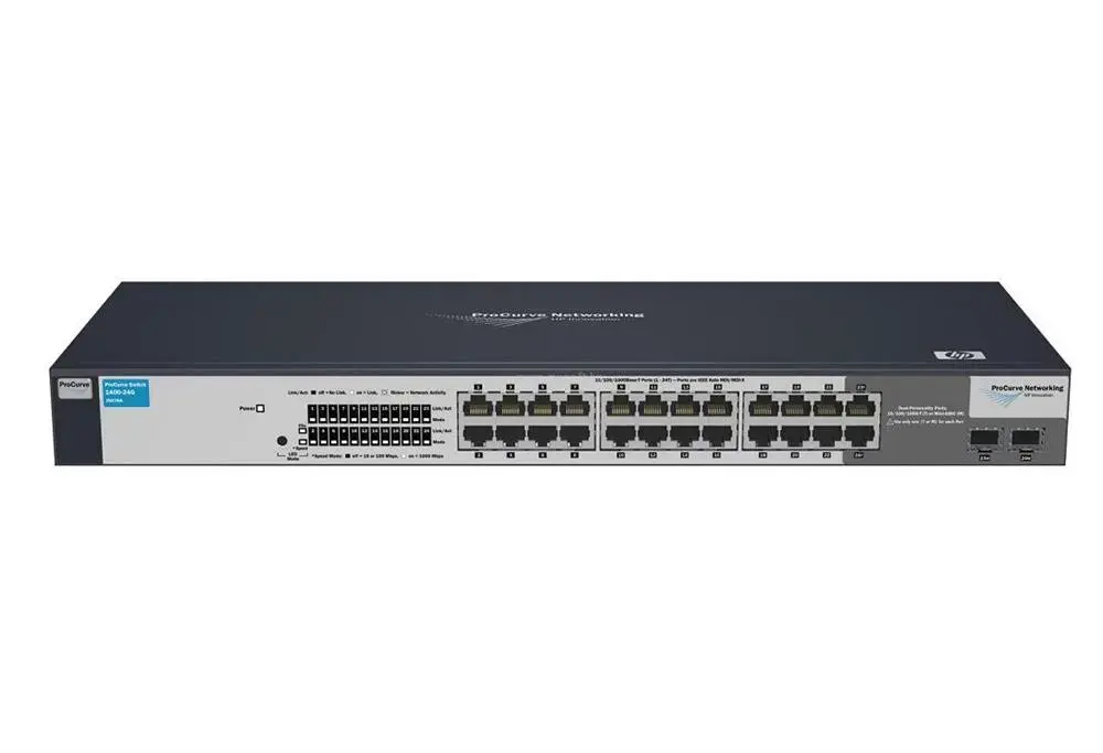 J9078A#ACC HP Procurve 1400-24G 24-Ports 24 x 10/100/1000Base-T LAN 2 x SFP (Mini-GBIC) Unmanaged Gigabit Ethernet Switch