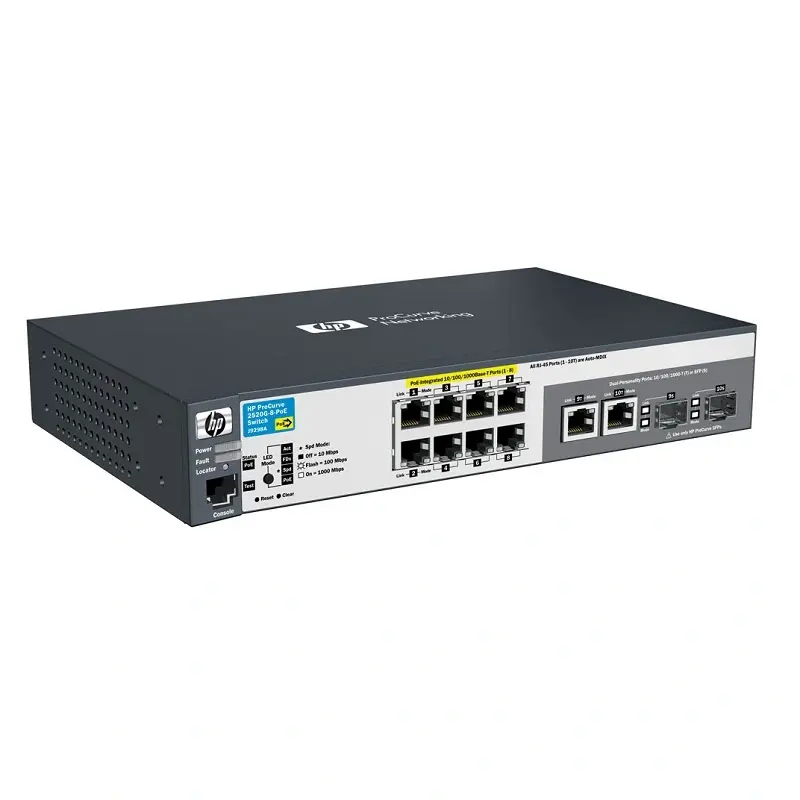 J9137-69001 HP ProCurve 2520-8-PoE 8-Ports 2 x SFP (mini-GBIC) Shared 8 x 10/100Base-TX LAN 2 x 10/100/1000Base-T Ethernet Switch