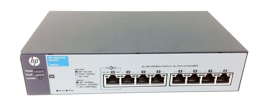 J9802AS HP 1810-8G v2 8 Ports Manageable 8 x RJ-45 10/100/1000Base-T Gigabit Switch