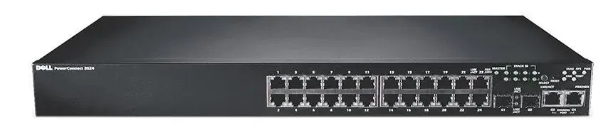 P486K Dell PowerConnect 3524 24-Port 10/100-Base-T 2 x Gigabit SFP+ 10/100/1000 Manageable Stackable Ethernet Switch