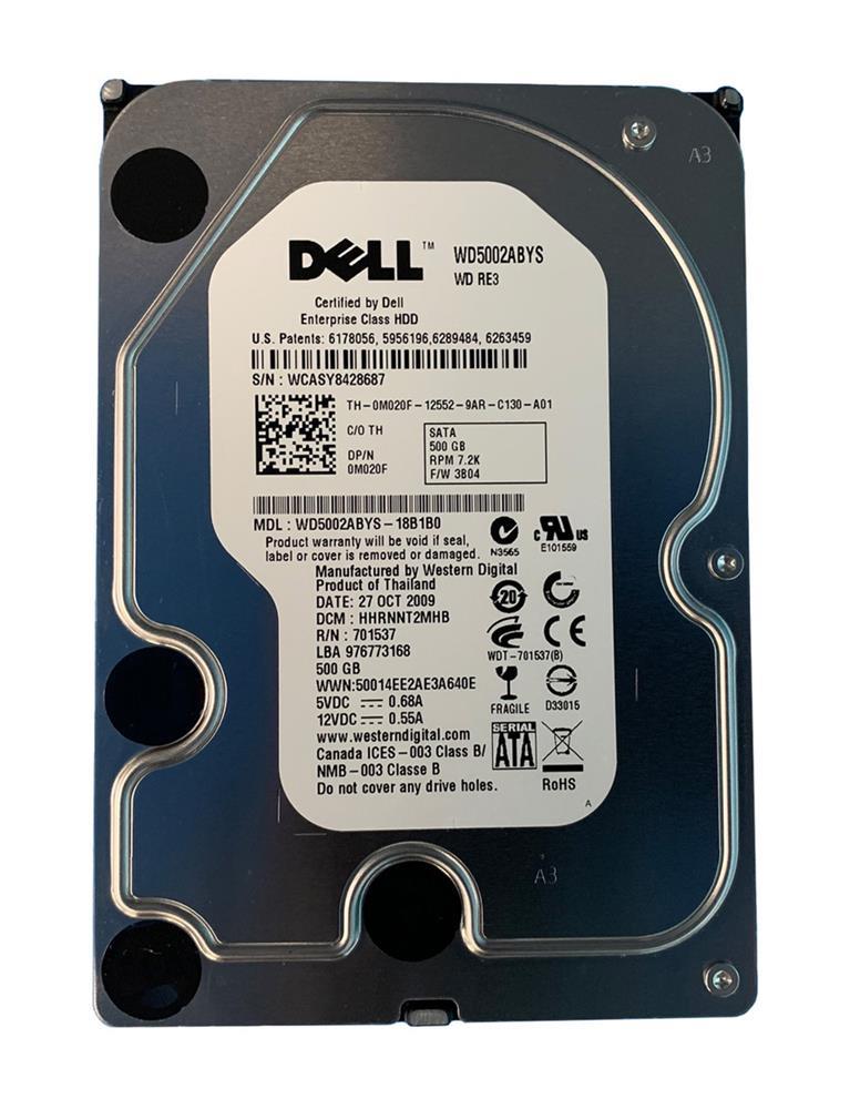 RT4X4 Dell 500GB 7200RPM SATA 3GB/s 3.5-inch Hard Drive