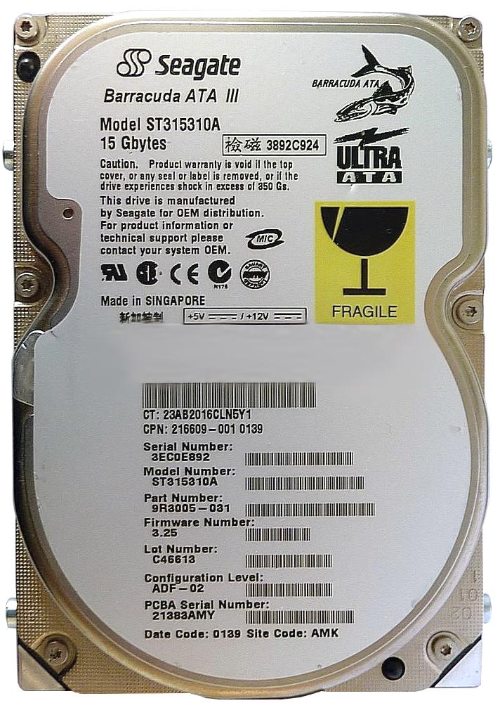 ST315310A Seagate BarraCuda 15.30GB 7200RPM IDE Ultra A...