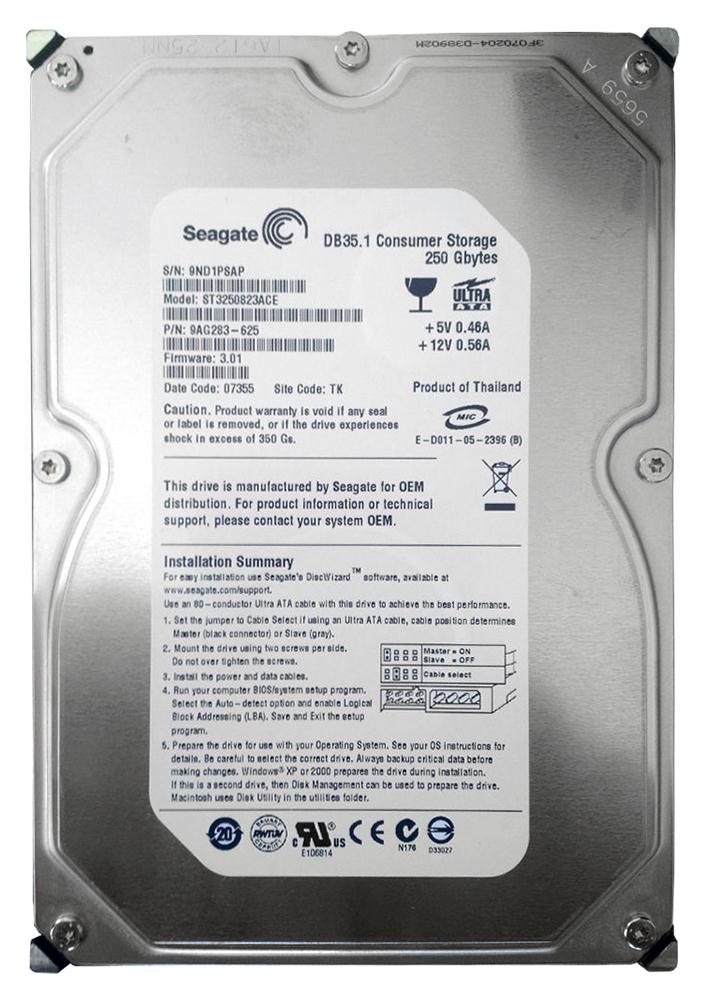 ST3250823ACE Seagate 250GB 7200RPM IDE Ultra ATA-100 8MB Cache 3.5-inch Hard Drive