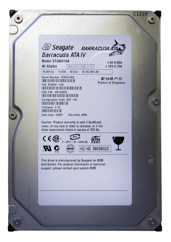 ST340016A Seagate BarraCuda 40GB 7200RPM ATA-100 2MB Ca...