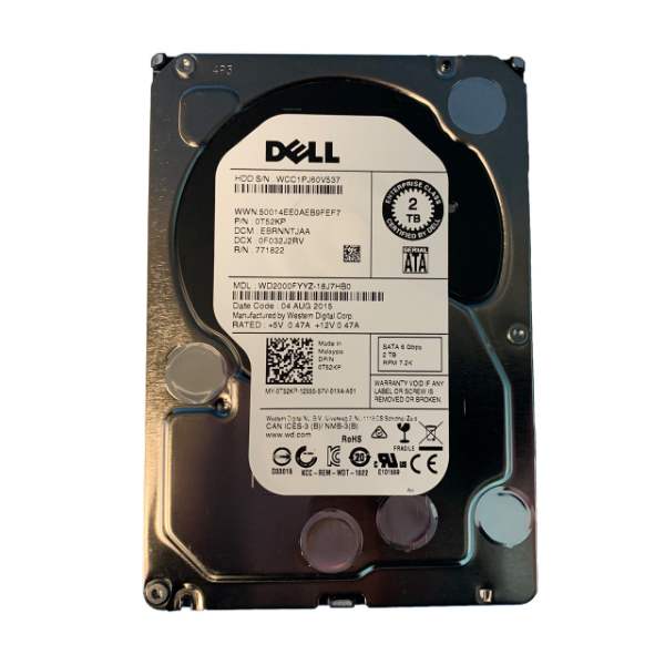 T52KP Dell 2TB 7200RPM SATA 6GB/s 3.5-inch Hard Drive