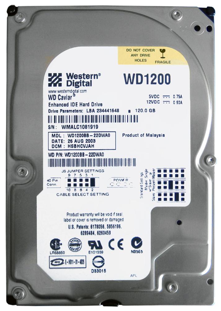 WD1200BB Western Digital Caviar 120GB 7200RPM Ultra DMA...