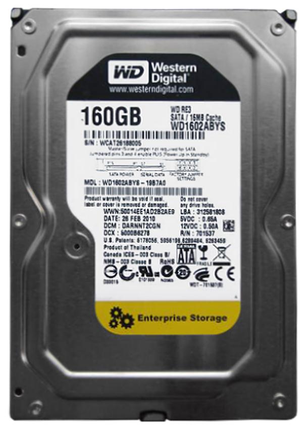 WD1602ABYS-19B7A0 Western Digital Enterprise 160GB 7200RPM SATA 3GB/s 16MB Cache 3.5-inch Hard Drive