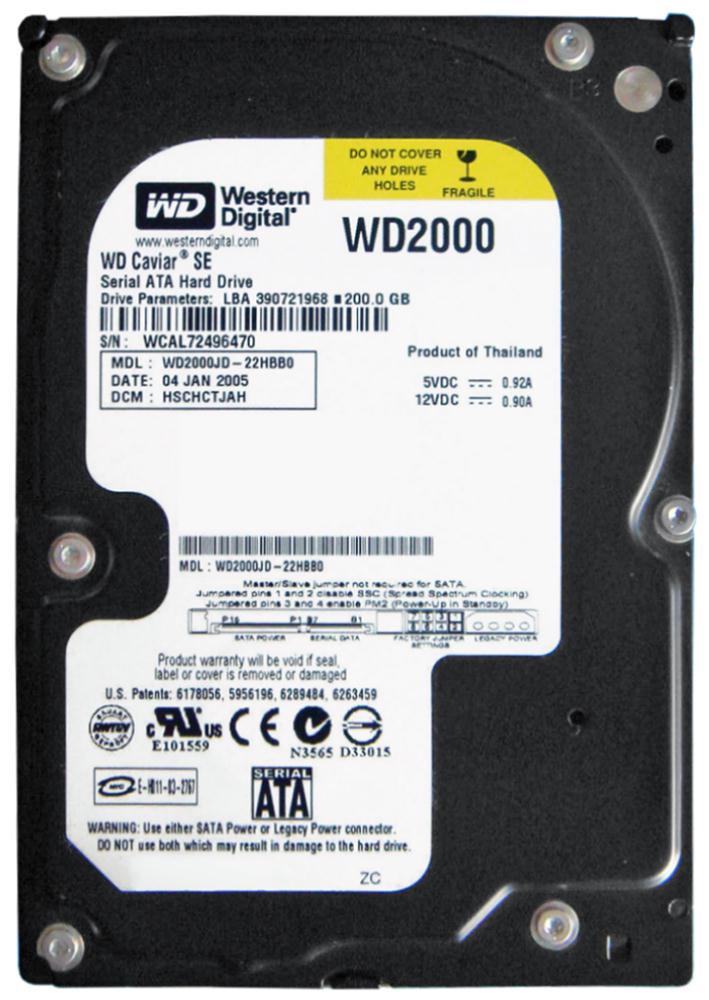 WD2000JD Western Digital 200GB 7200RPM SATA 7-Pin Caviar 8MB Cache 3.5-inch Hard Drive