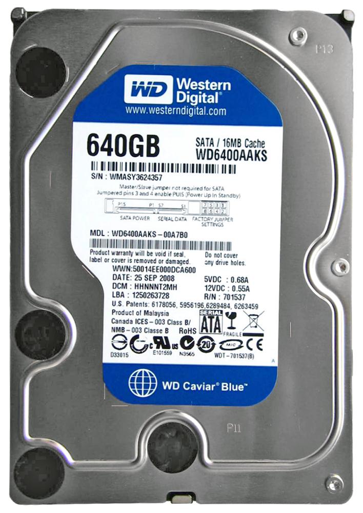 WD6400AAKS-00A7B0 Western Digital Caviar Blue 640GB 7200RPM SATA 3GB/s 16MB Cache 3.5-inch Hard Drive